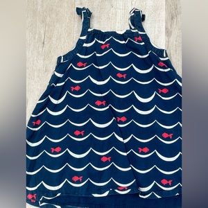 Girls navy with red fish dress